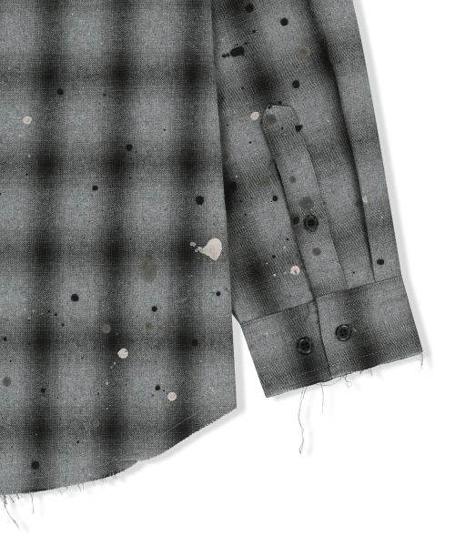 PAINT EFFECT FLANNEL CHECK SHIRT IN GREY