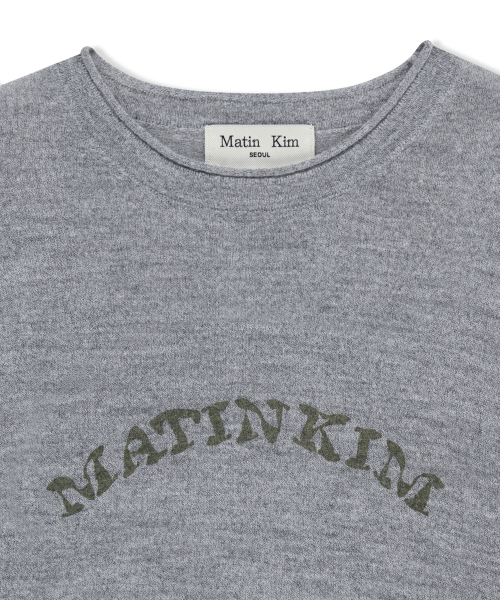 MATIN SLEEVE GRAPHIC SHEER KNIT PULLOVER IN GREY
