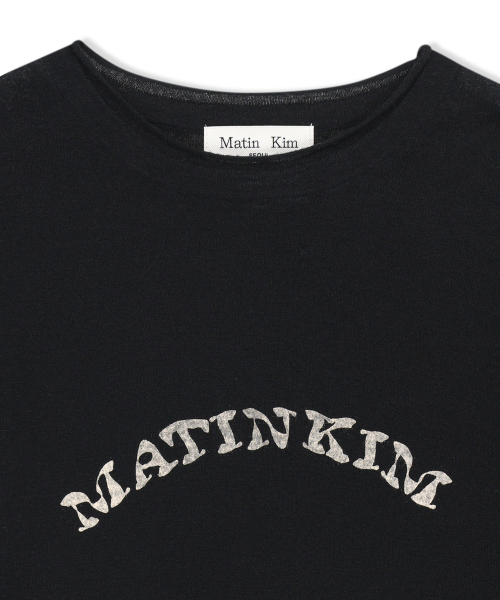 MATIN SLEEVE GRAPHIC SHEER KNIT PULLOVER IN BLACK