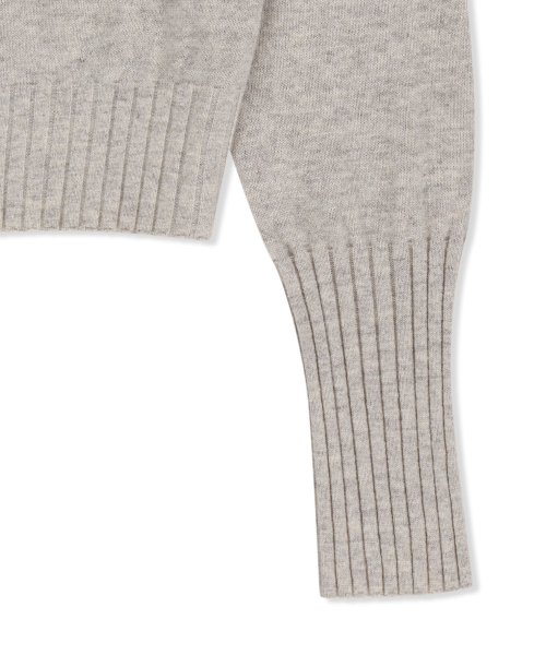 BOAT NECK VOLUME SLEEVE KNIT PULLOVER IN LIGHT BEIGE