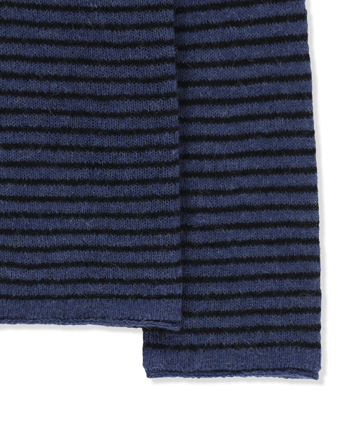 MULTI STRIPE ALPACA BLENDED KNIT PULLOVER IN BLUE