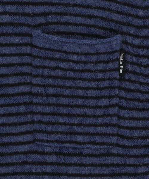MULTI STRIPE ALPACA BLENDED KNIT PULLOVER IN BLUE