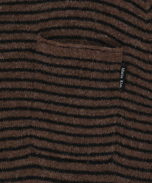 MULTI STRIPE ALPACA BLENDED KNIT PULLOVER IN BROWN