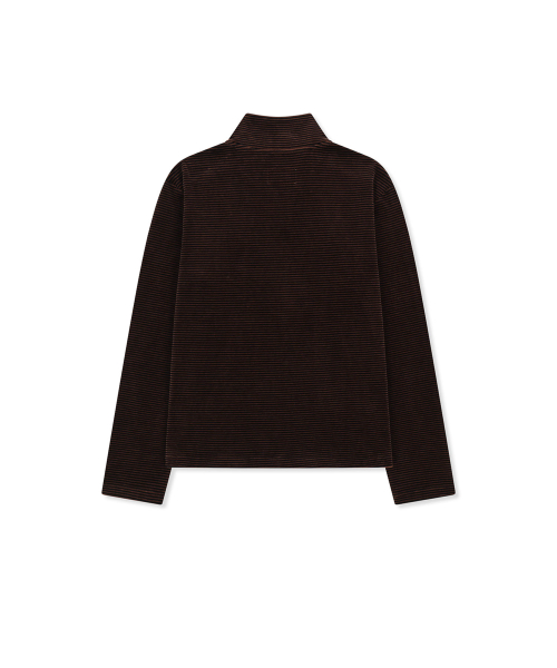 STRIPED VELOUR ZIP UP IN BROWN