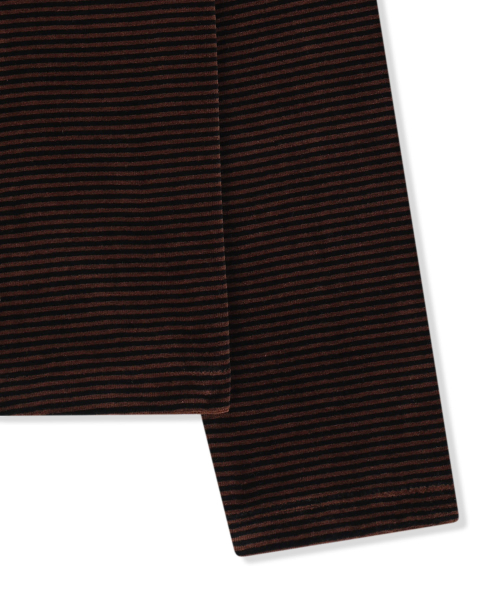 STRIPED VELOUR ZIP UP IN BROWN