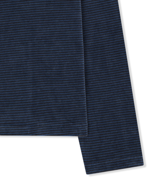 STRIPED VELOUR ZIP UP IN NAVY