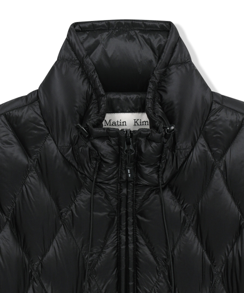 MIX QUILTED LIGHT DOWN JUMPER IN BLACK