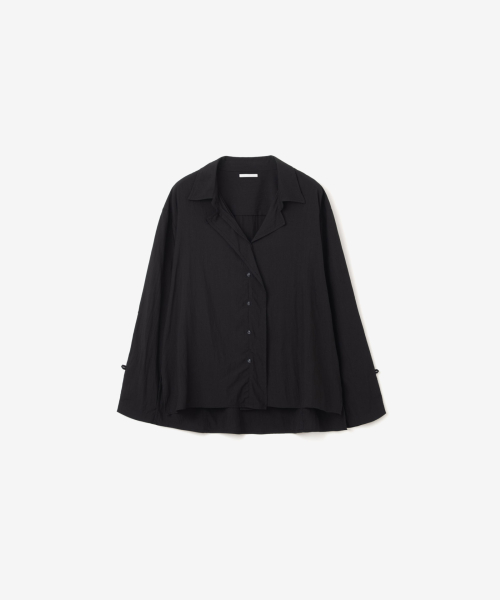 FLUID OVERLAP PLACKET SHIRT, BLACK