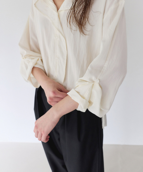 FLUID OVERLAP PLACKET SHIRT, IVORY
