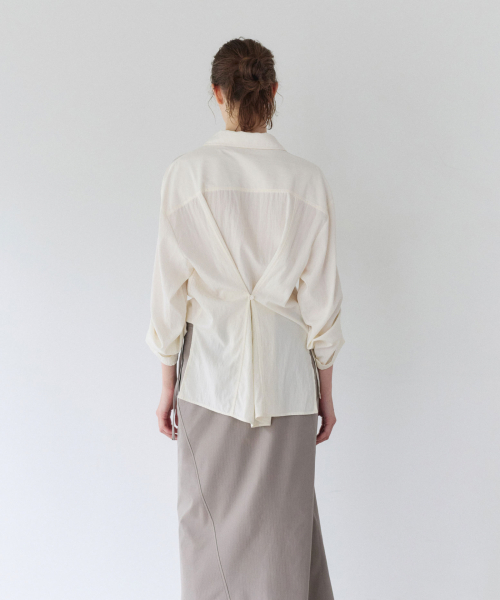 FLUID OVERLAP PLACKET SHIRT, IVORY