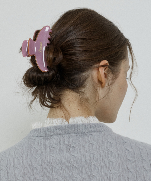 lettering logo hair claw - pink