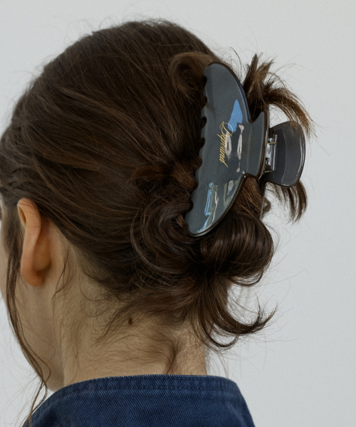 lettering logo hair claw - grey