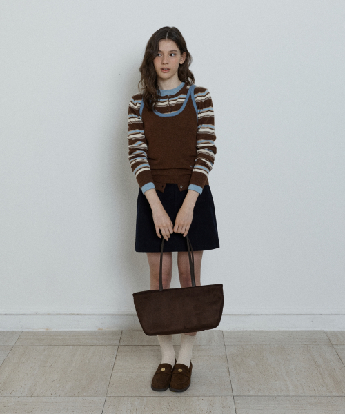 moody wide bag (suede) - brown