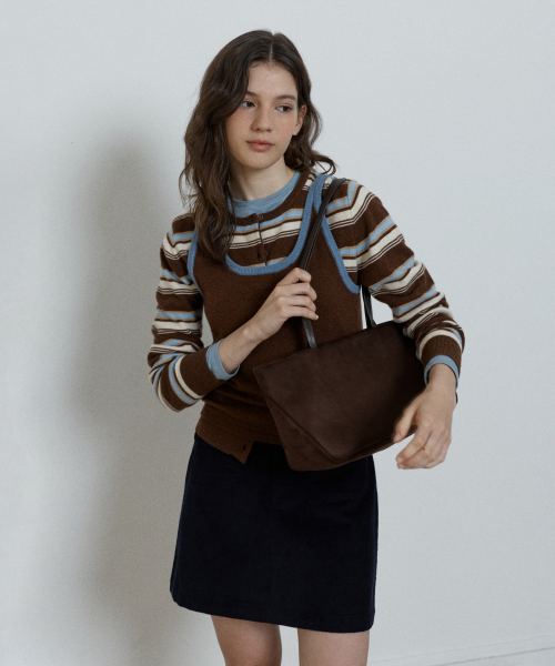 moody wide bag (suede) - brown