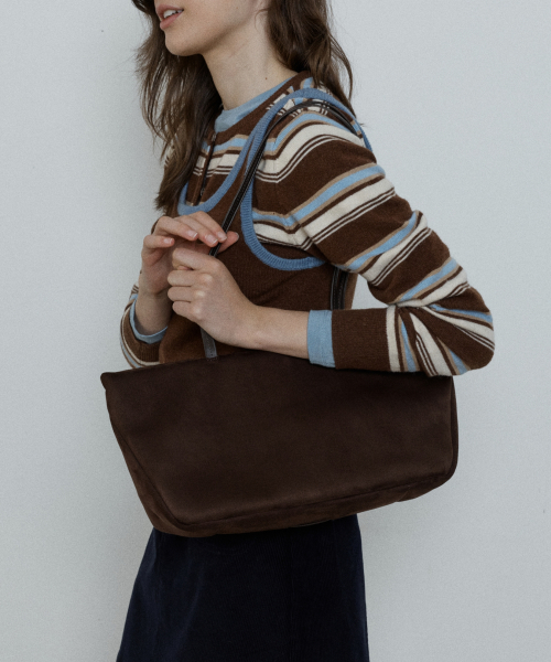 moody wide bag (suede) - brown