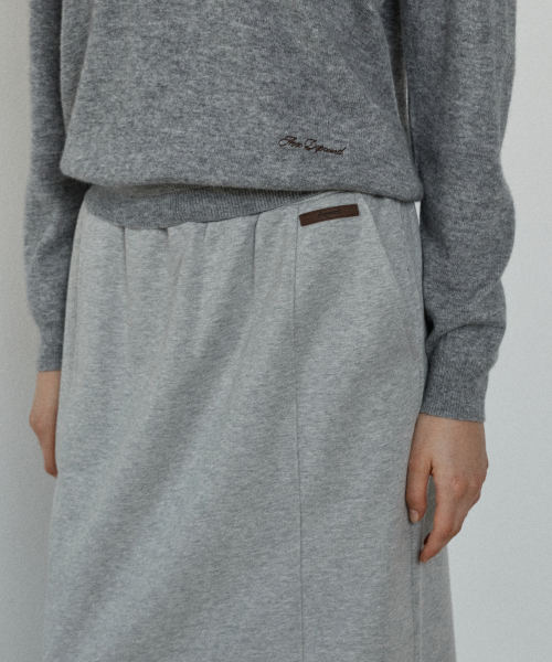 panelled banding sweat skirt - melange grey