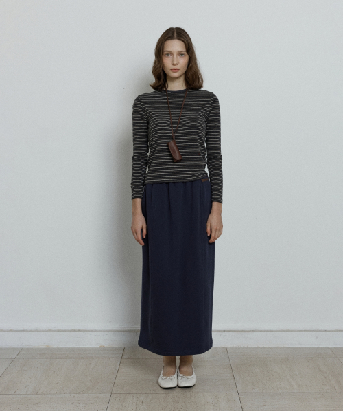 panelled banding sweat skirt - navy