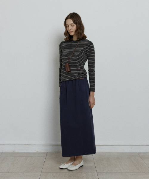 panelled banding sweat skirt - navy