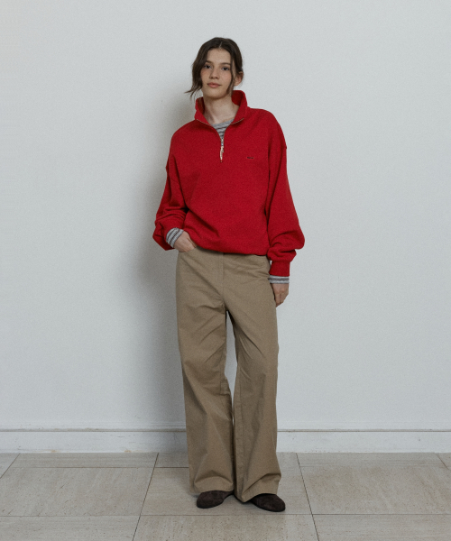 relaxed half zip up sweatshirt - red