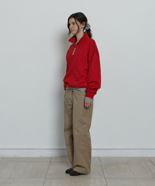relaxed half zip up sweatshirt - red
