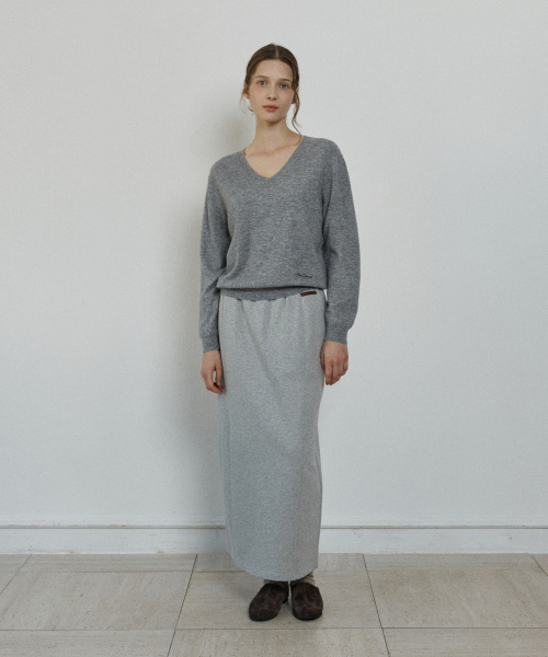 wool v-neck pullover - grey