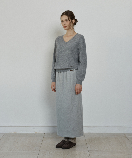 wool v-neck pullover - grey