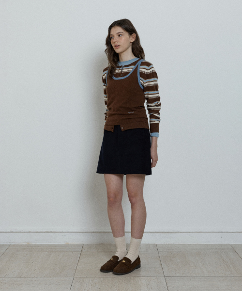 wool sleeveless knit top - brown