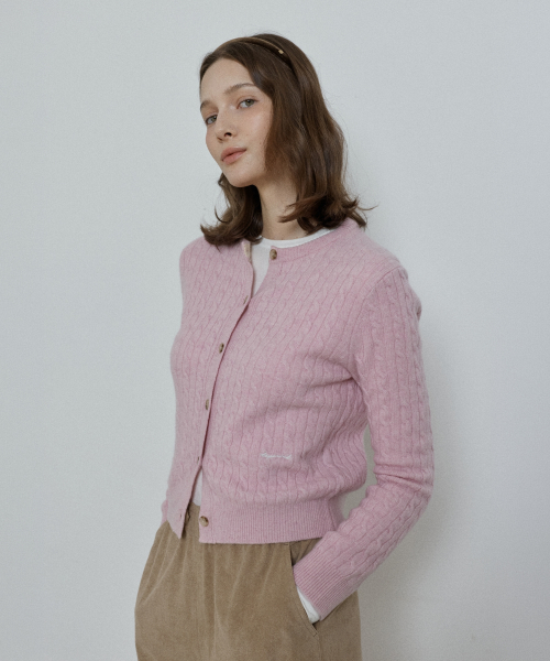 merino wool cable cardigan - pink