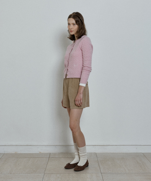 merino wool cable cardigan - pink