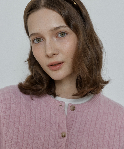 merino wool cable cardigan - pink