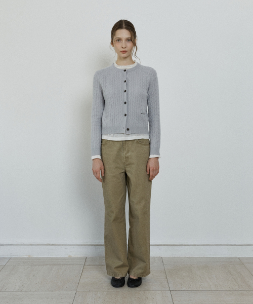 merino wool cable cardigan - grey
