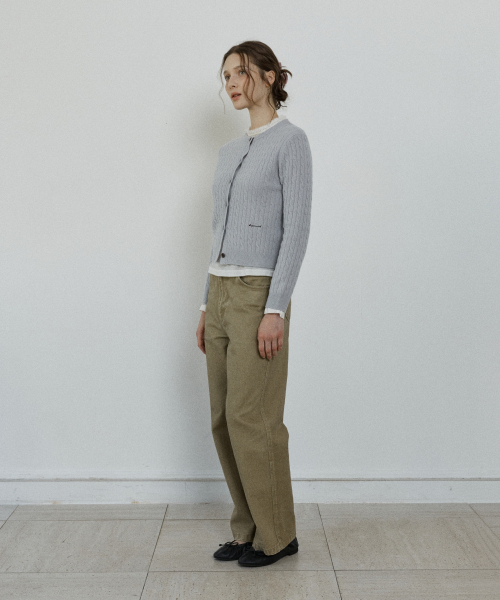 merino wool cable cardigan - grey