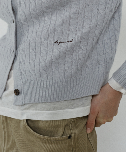 merino wool cable cardigan - grey