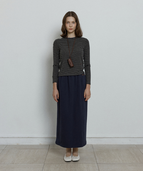 stripe slim t-shirt - dark grey