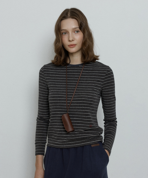 stripe slim t-shirt - dark grey