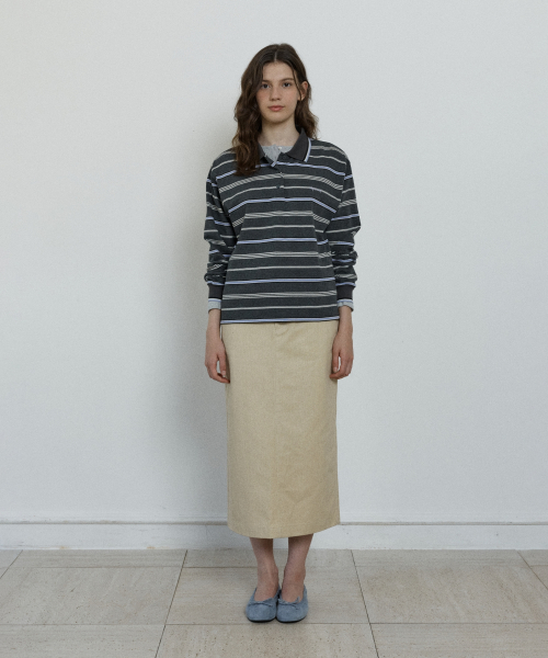 multi stripe collar t-shirt - grey