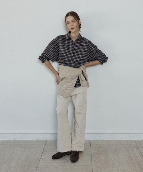 soft oversized check shirt - burgundy