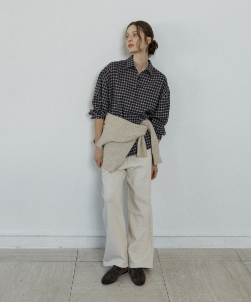 soft oversized check shirt - burgundy