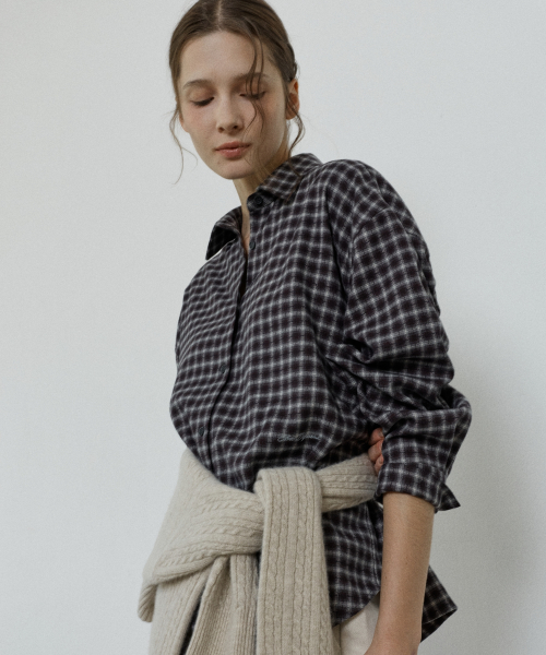soft oversized check shirt - burgundy
