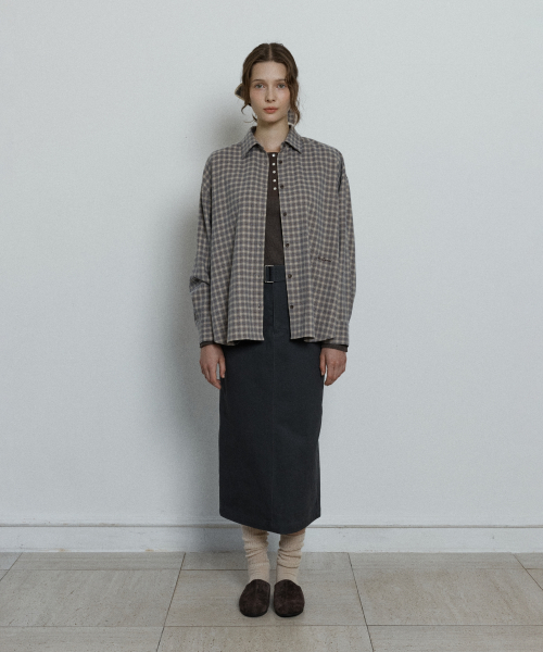 soft oversized check shirt - beige