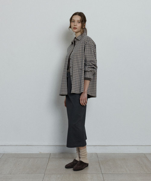 soft oversized check shirt - beige