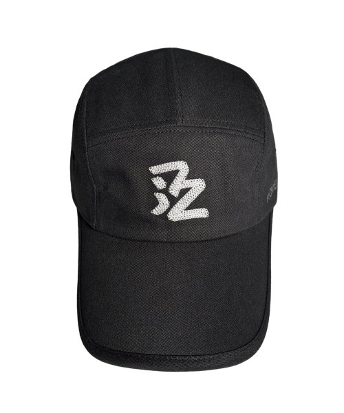 Cotton Signature Logo Embroidered Camp Cap, Black [TRACK 001]