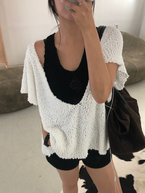 Boucle Deep V Knit Top (3C)