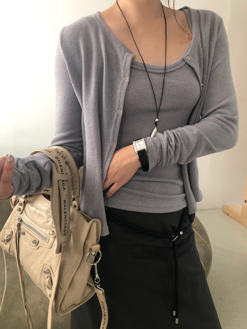 Snap Knit Cardigan Set (2C)
