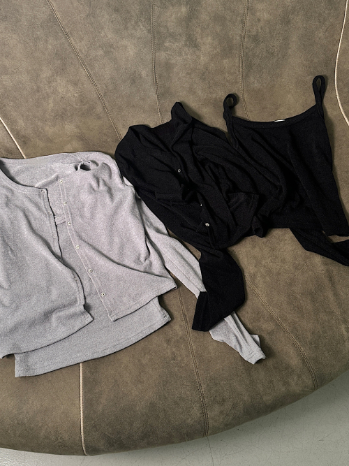 Snap Knit Cardigan Set (2C)