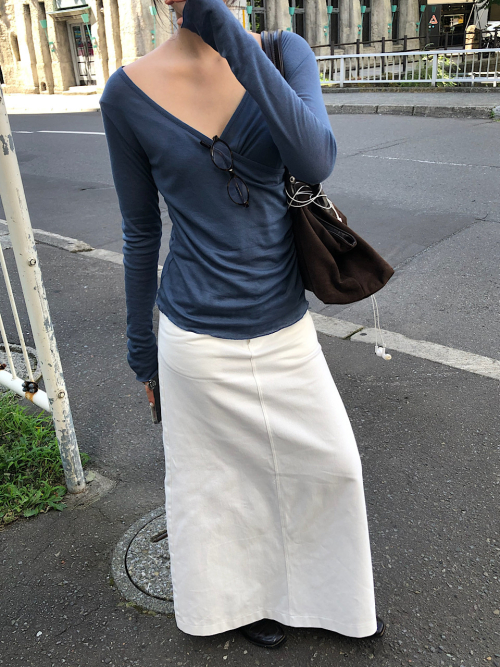 Snap Slit Maxi Skirt (2C)