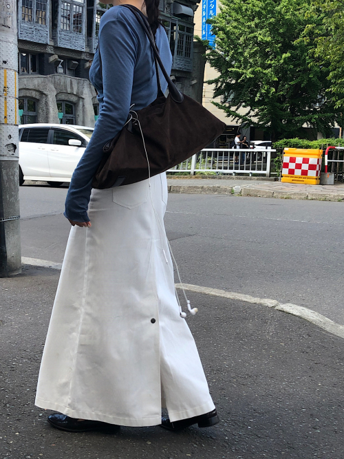 Snap Slit Maxi Skirt (2C)