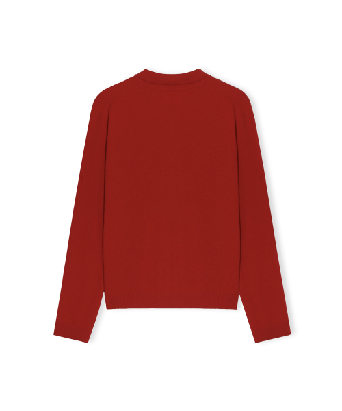 W Collar Cardigan, Red