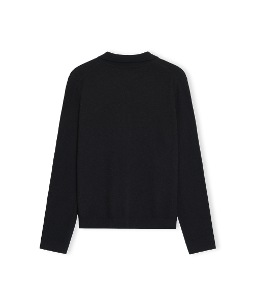 W Collar Cardigan, Black