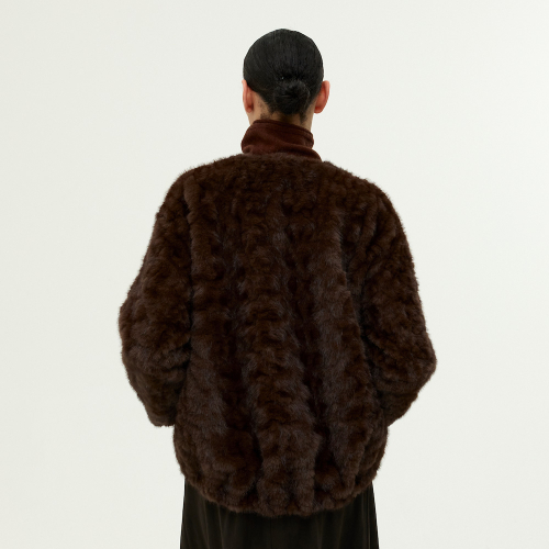 Soft V-Neck Fur Jacket EMPBWOT200